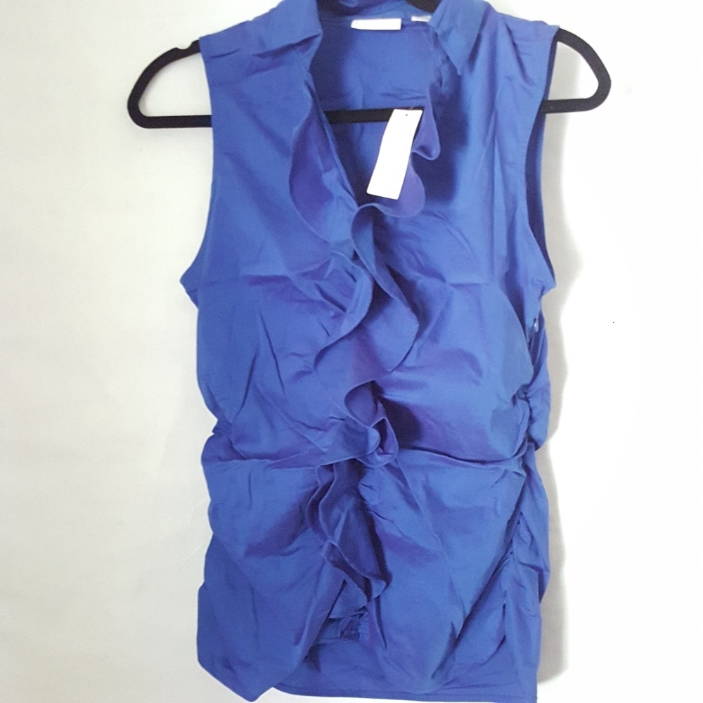 New York & Company Ruffled Stretch Sleeveless Top